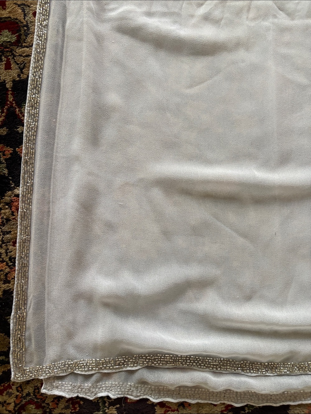 NWT  Ice Blue Sheer Wrap with Beaded Edge